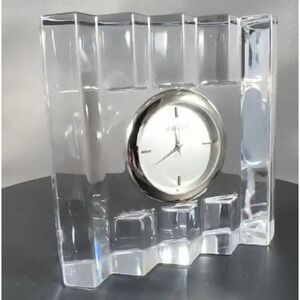 Marquis by Waterford Square Crystal Desk Clock Japan‎ Movement